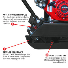 Tomahawk 5.5 HP Honda Vibratory Plate Compactor Tamper TPC80H