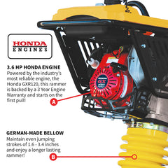 Tomahawk 3.6HP Honda Vibratory Rammer Tamper with Honda GXR120 Engine TR68H