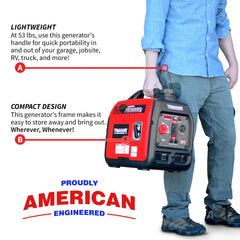 Tomahawk 3300 Watt Inverter Gas Power Portable Generator TG3000i